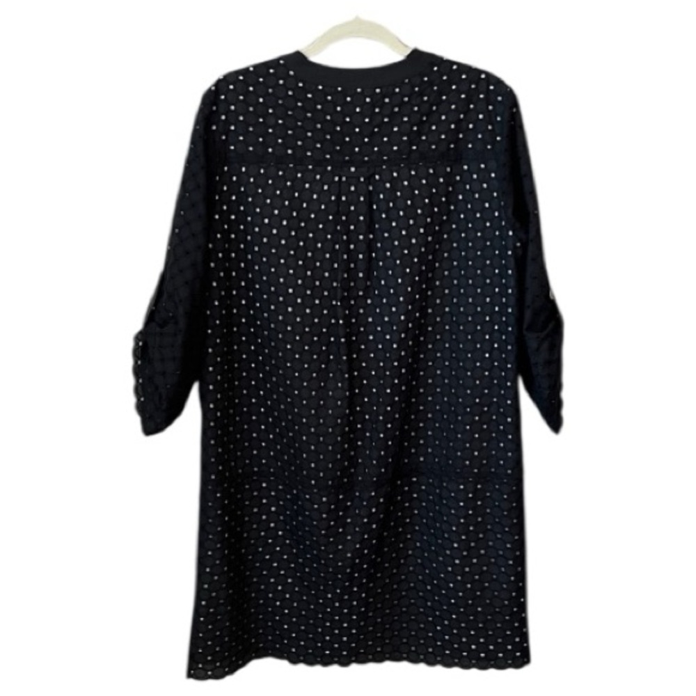 Finley Black Eyelet And White Minimalist Quiet Luxury  Dress Size M - Picture 2 of 8